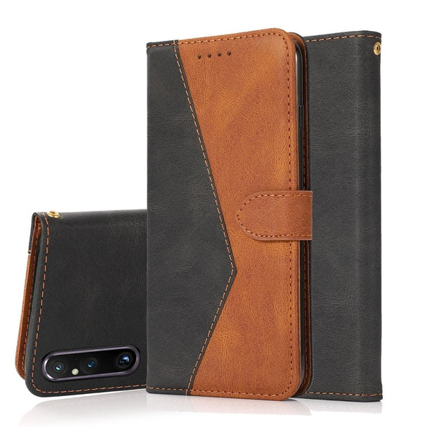 For Sony Xperia 1 V Dual-color Stitching Leatherette Phone Case(Black Brown)