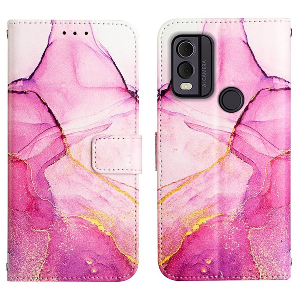 For Nokia C22 PT003 Marble Pattern Flip Leatherette Phone Case(LS001)