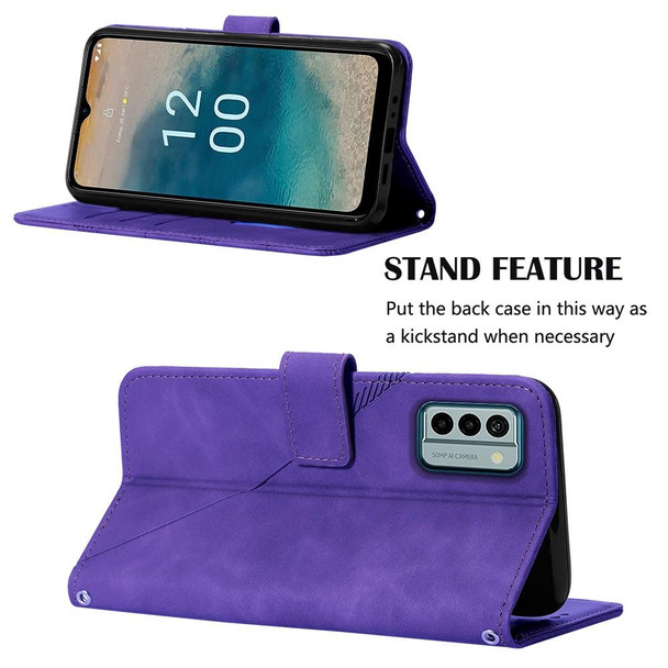 For Nokia G22 Crossbody 3D Embossed Flip Leatherette Phone Case(Purple)