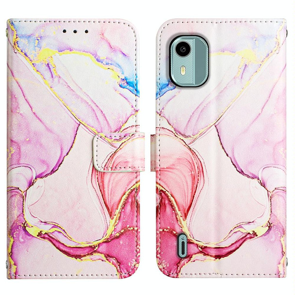 For Nokia C12 PT003 Marble Pattern Flip Leatherette Phone Case(LS005)