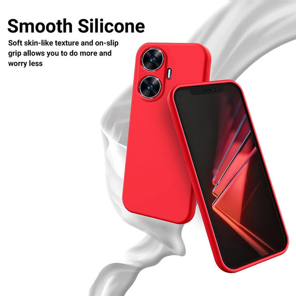 For Realme C55 Pure Color Liquid Silicone Shockproof Phone Case(Red)