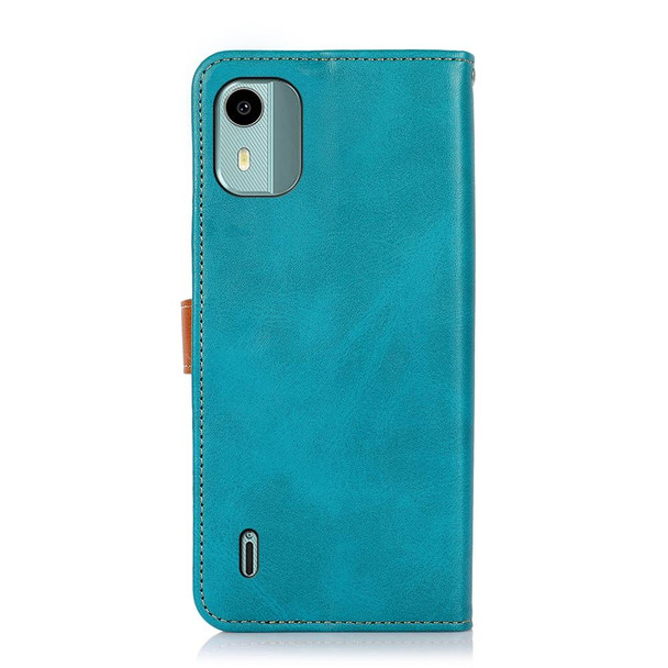 For Nokia C12 4G KHAZNEH Dual-color Cowhide Texture Flip Leatherette Phone Case(Blue)