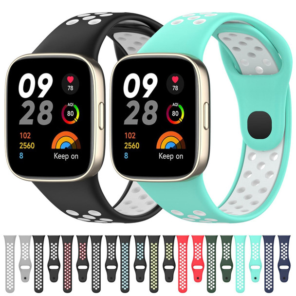 For Redmi Watch 3 Sports Two-Color Silicone Watch Band(Black+Blue)