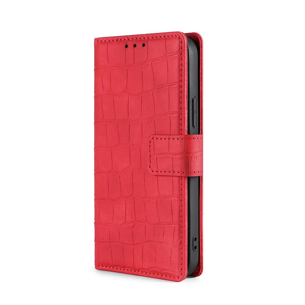 For Tecno Camon 19 / 19 Pro Skin Feel Crocodile Magnetic Clasp Leatherette Phone Case(Red)