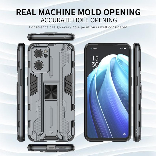 For OPPO Reno7 SE 5G Supersonic PC + TPU Shock-proof Protective Phone Case with Holder(Green)