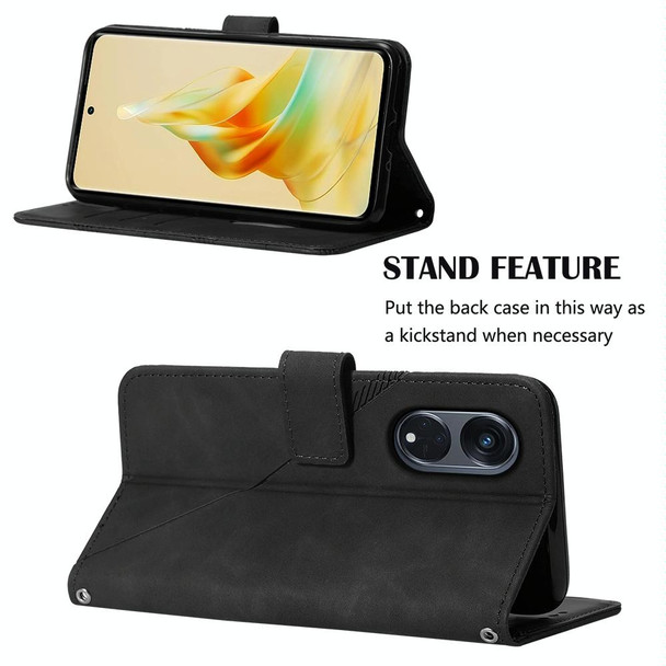 For OPPO Reno8 T 5G / A1 Pro 5G Global Crossbody 3D Embossed Flip Leatherette Phone Case(Black)