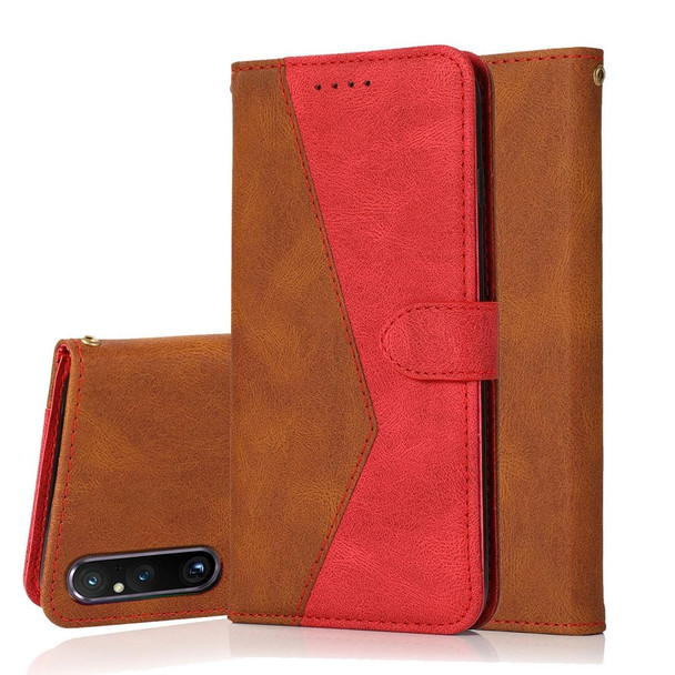 For Sony Xperia 1 V Dual-color Stitching Leatherette Phone Case(Brown Red)