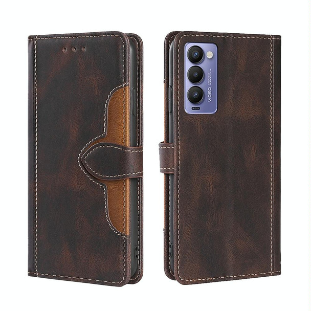 For Tecno Camon 18 / 18P Skin Feel Magnetic Buckle Leatherette Phone Case(Brown)