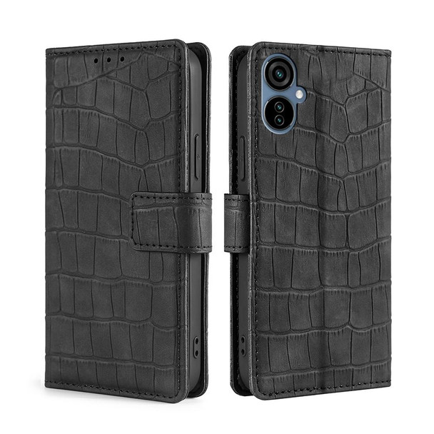 For Tecno Camon 19 Neo Skin Feel Crocodile Magnetic Clasp Leatherette Phone Case(Black)