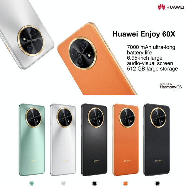 Huawei Enjoy 60X 128GB STG-AL00, China Version, Dual Back Cameras, Side Fingerprint Identification, 7000mAh Battery, 6.95 inch HarmonyOS 3.0 Qualcomm Snapdragon 680 Octa Core 2.4GHz, Network: 4G, OTG, NFC, Not Support Google Play(Black)
