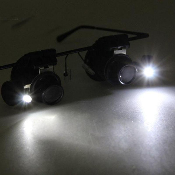 20X Glasses Type Watch Repair Loupe Magnifier with LED Light(Black)