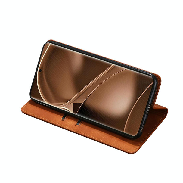 For Tecno Spark 10 Pro Skin Feel Magnetic Horizontal Flip Leatherette Phone Case(Light Brown)