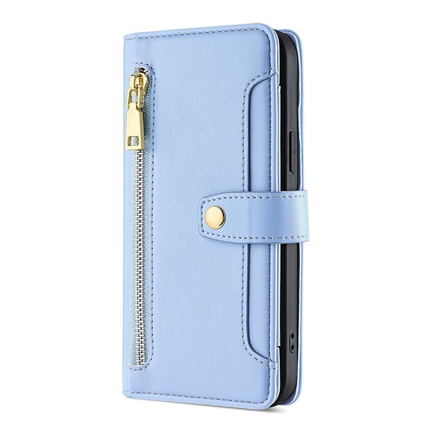 For Realme C55 4G Sheep Texture Cross-body Zipper Wallet Leatherette Phone Case(Blue)