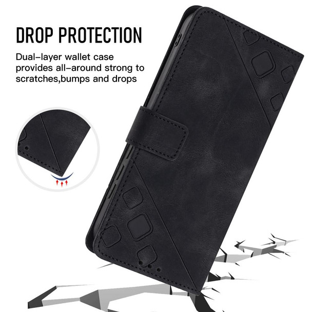 For Samsung Galaxy S20+ Skin-feel Embossed Leatherette Phone Case(Black)