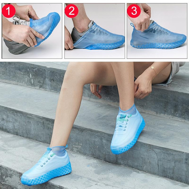 Silicone Non-slip Thickened Wear-resistant Waterproof Shoe Boots Cover, Size:M(Sapphire Blue)
