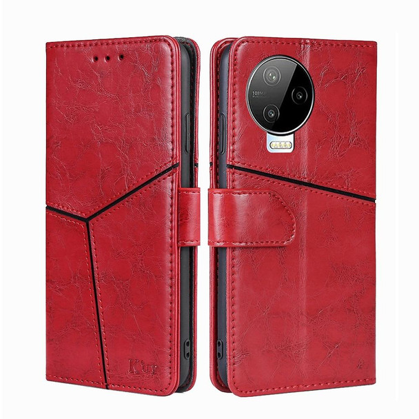 For Infinix Note 12 Pro 4G / Note 12 2023 Geometric Stitching Flip Leatherette Phone Case(Red)