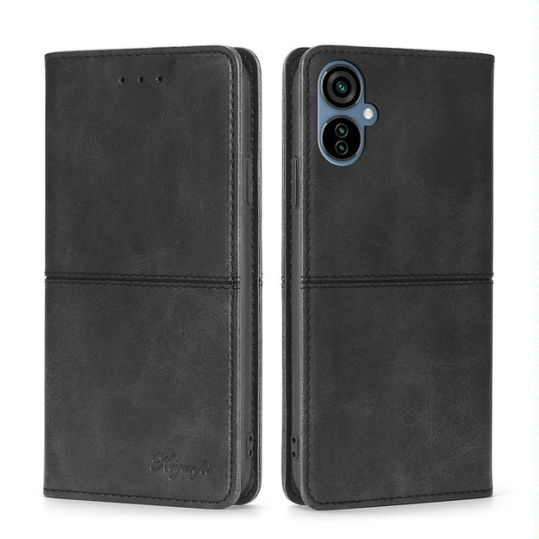 For Tecno Camon 19 Neo Cow Texture Magnetic Horizontal Flip Leatherette Phone Case(Black)