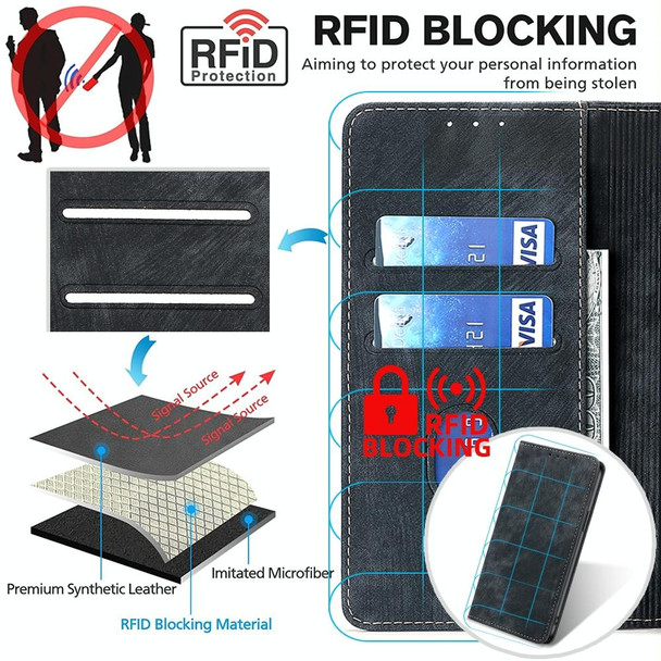 For Tecno Camon 19 / 19 Pro RFID Anti-theft Brush Magnetic Leatherette Phone Case(Black)