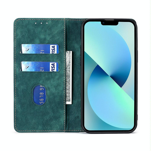 For Tecno Camon 19 / 19 Pro RFID Anti-theft Brush Magnetic Leatherette Phone Case(Green)