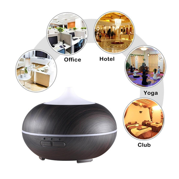 10W 150mL Wood Grain Aromatherapy Air Purifier Humidifier with LED Light for Office / Home Room(Black)