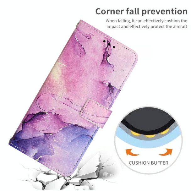 For OPPO A57 2022 Painted Marble Pattern Leatherette Phone Case(Purple)