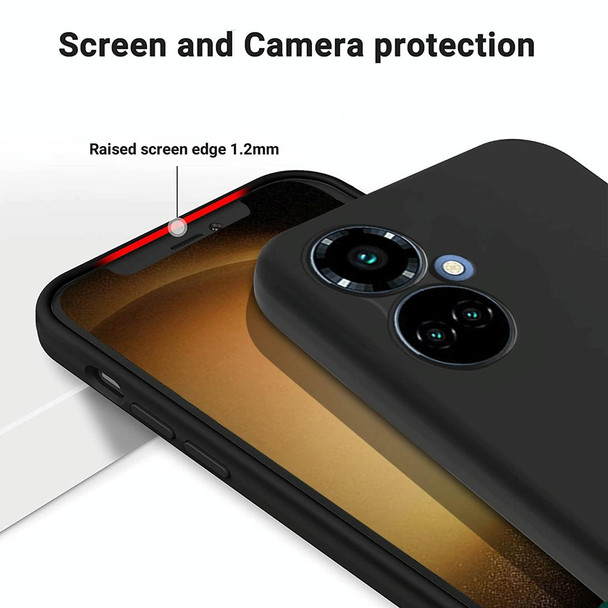 For Tecno Camon 19 / 19 Pro Pure Color Liquid Silicone Shockproof Phone Case(Black)