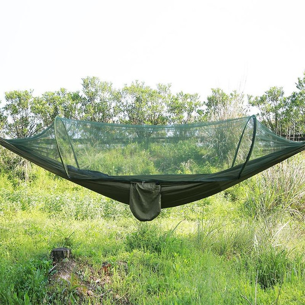 Portable Outdoor Camping Full-automatic Nylon Parachute Hammock with Mosquito Nets, Size : 250 x 120cm (Army Green)