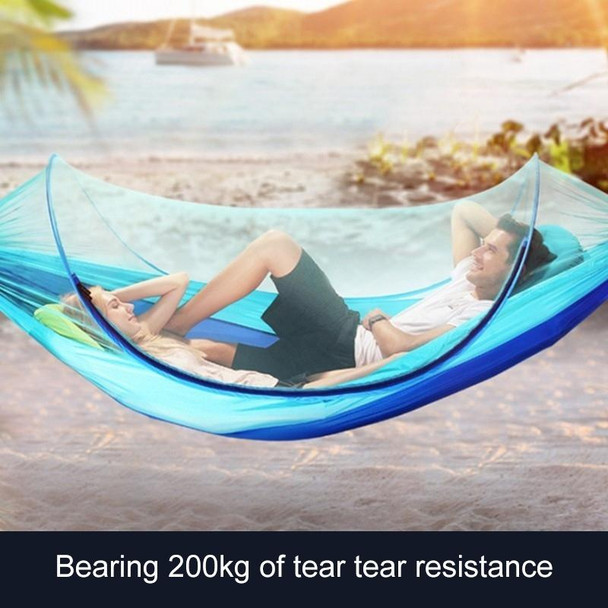 Portable Outdoor Camping Full-automatic Nylon Parachute Hammock with Mosquito Nets, Size : 290 x 140cm (Silver Gray + Orange)