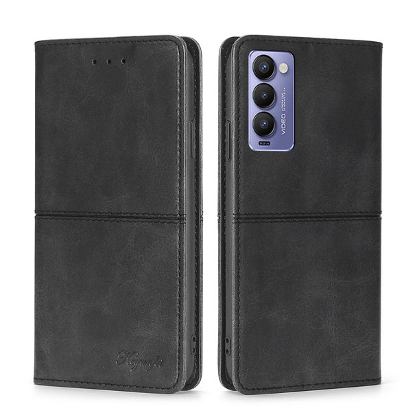 For Tecno Camon 18 / 18 P Cow Texture Magnetic Horizontal Flip Leatherette Phone Case(Black)