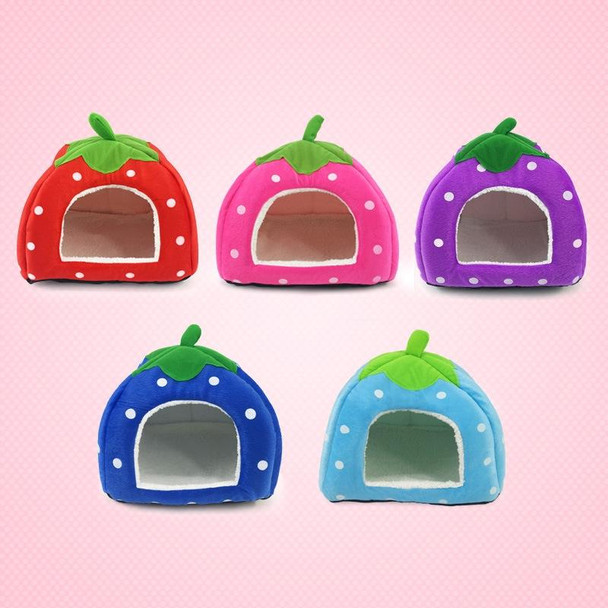 Strawberry Shaped Foldable Short Plush Pet House Nest, Size: M(Red)