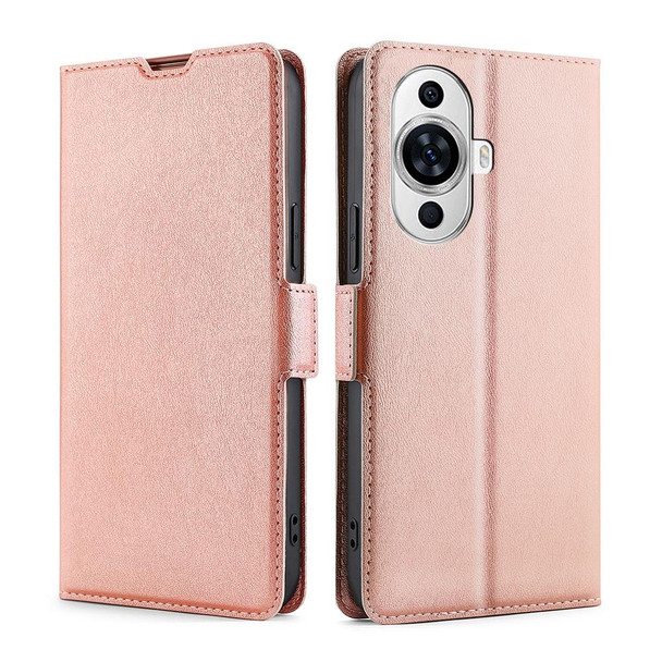 For Huawei nova 11 4G Ultra-thin Voltage Side Buckle Horizontal Flip Leatherette Phone Case(Rose Gold)