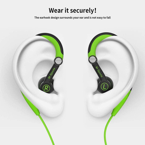 Mucro MB-232 Running In-Ear Sport Earhook Wired Stereo Headphones for Jogging Gym(Green)