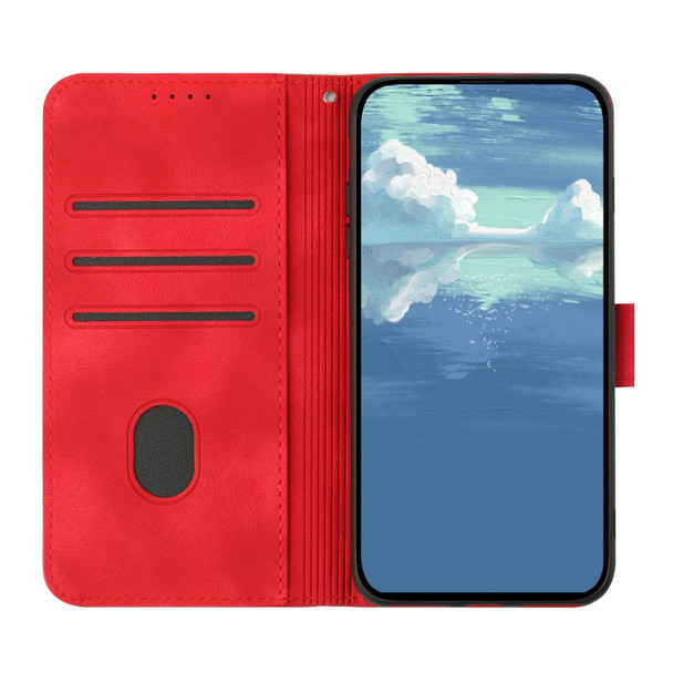 For OnePlus 11 Line Pattern Skin Feel Leatherette Phone Case(Red)