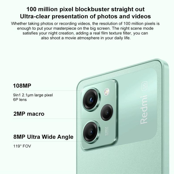 Xiaomi Redmi Note 12 Pro Speed 5G, 108MP Camera, 12GB+256GB, Triple Back Cameras, 5000mAh Battery, 6.67 inch MIUI 14 Snapdragon 778G Octa Core up to 2.4GHz, Network: 5G, Dual SIM, NFC, IR (Green)