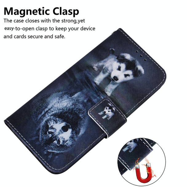 For Realme C55 Coloured Drawing Flip Leatherette Phone Case(Wolf and Dog)