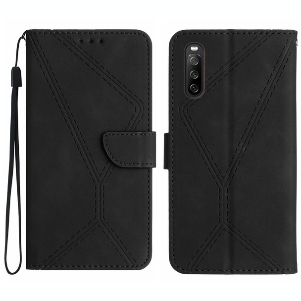 For Sony Xperia 10 IV Stitching Embossed Leatherette Phone Case(Black)