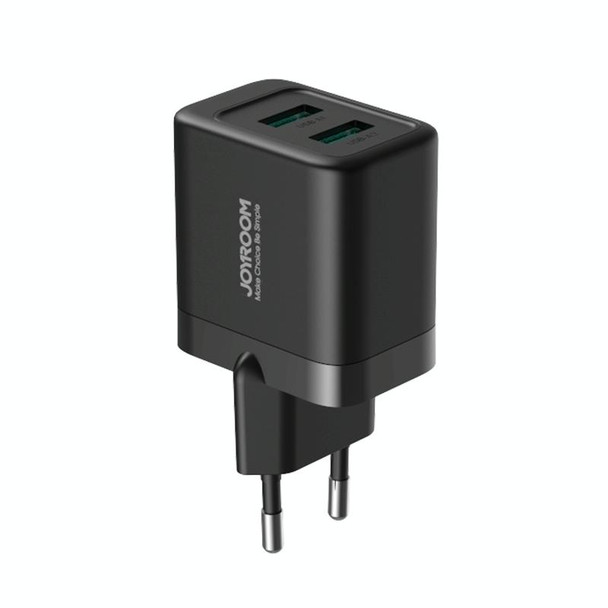 JOYROOM JR-TCN01 2.4A Dual Ports USB Charger, Plug:EU Plug(Black)