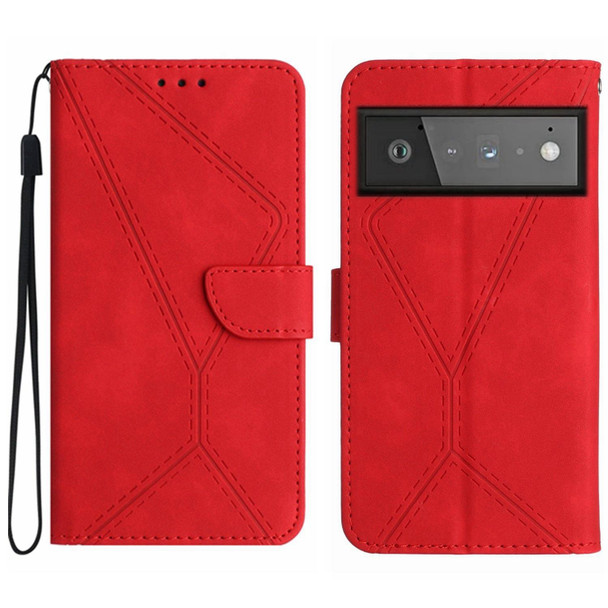 For Google Pixel 6 Pro Stitching Embossed Leatherette Phone Case(Red)