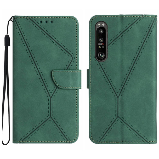 For Sony Xperia 1 IV Stitching Embossed Leatherette Phone Case(Green)