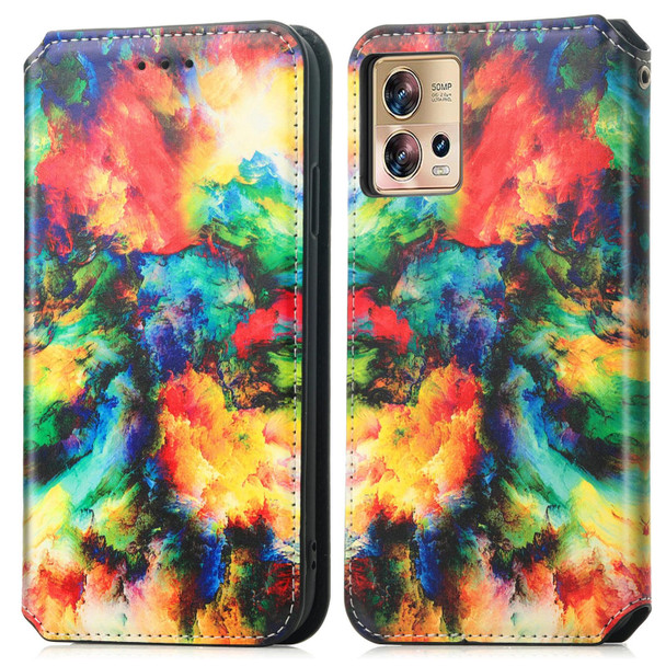 For Motorola Edge 30 Fusion CaseNeo Colorful Magnetic Leatherette Phone Case(Colorful Cloud)
