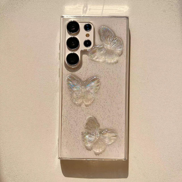 For Samsung Galaxy A21s Clear Crystal Butterflies TPU Phone Case(Transparent)