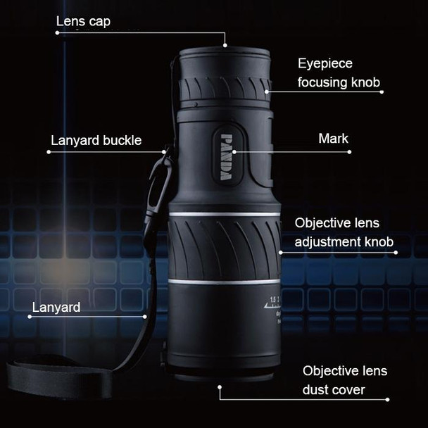 40x60 12X Pocket High Times High Definition Night Vision Focusing Monocular Telescope(Black)