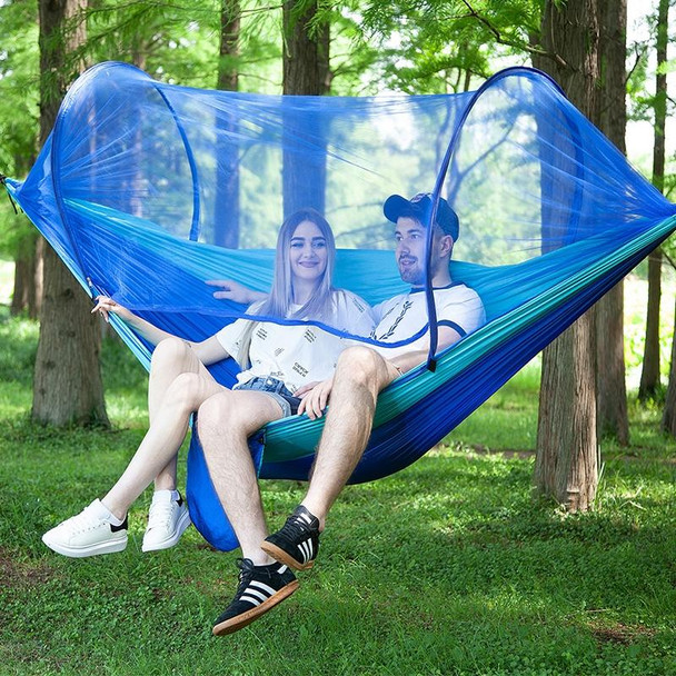 Portable Outdoor Camping Full-automatic Nylon Parachute Hammock with Mosquito Nets, Size : 250 x 120cm (Silver Gray + Orange)