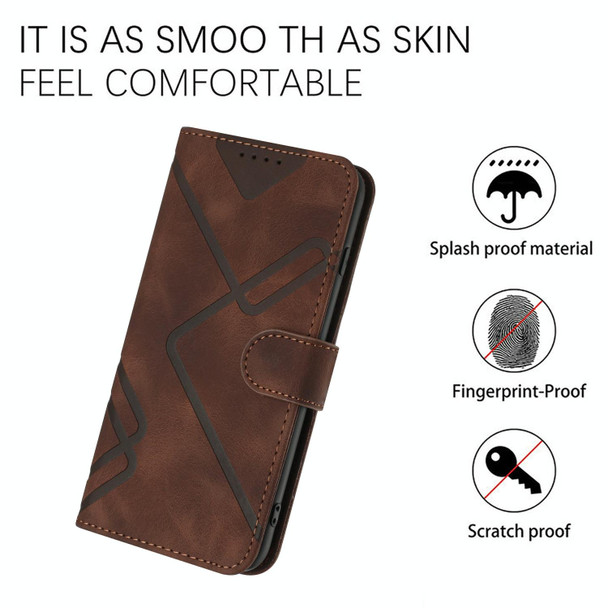 For OPPO A16 4G/A55 5G/A53s 5G Line Pattern Skin Feel Leatherette Phone Case(Coffee)