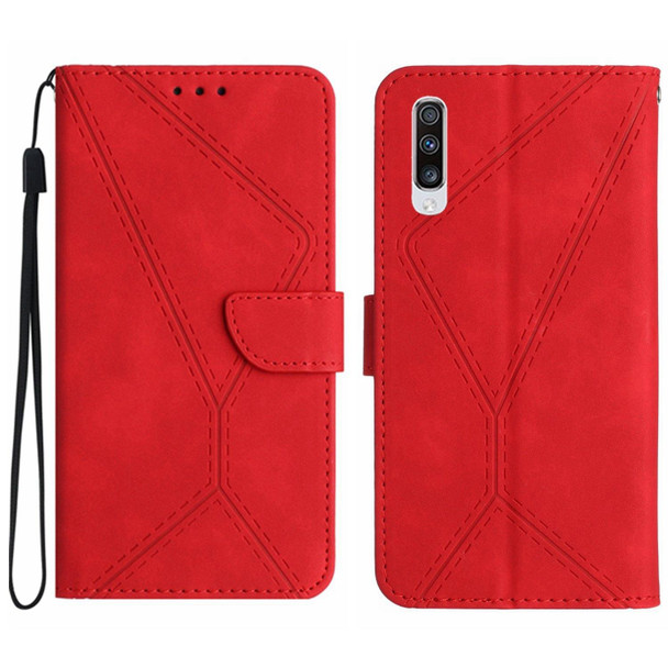 For Samsung Galaxy A50 / A50s Stitching Embossed Leatherette Phone Case(Red)