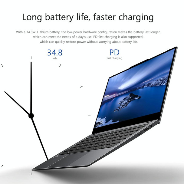 CHUWI LarkBook Laptop, 13.3 inch, 8GB+256GB, Windows 10, Intel Celeron N4120 64-bit Quad Core 1.1GHz-2.6GHz, Support Dual Band WiFi / Bluetooth / TF Card Extension / Mini HDMI (Dark Gray)