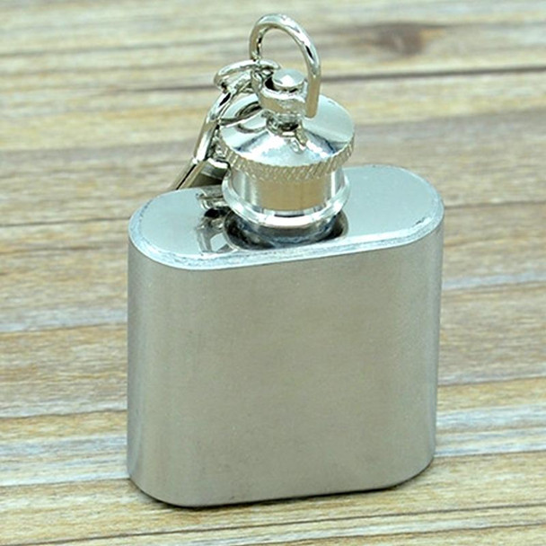 28mL(1oz)Cute Mini Portable Wine Jug Handy Stainless Steel Hip Flask with a Key Chain(Silver)