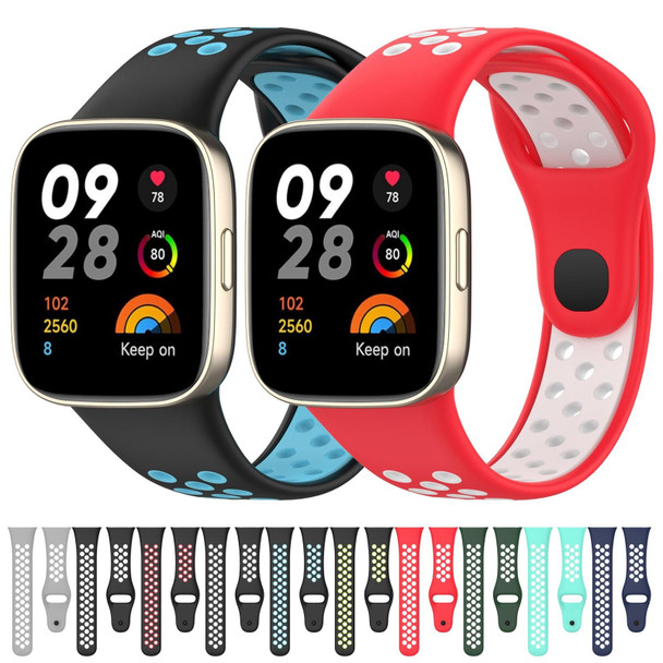 For Redmi Watch 3 Lite Sports Two-Color Silicone Watch Band(Teal+White)