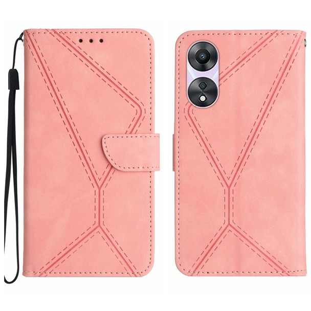 For OPPO A78 5G Stitching Embossed Leatherette Phone Case(Pink)