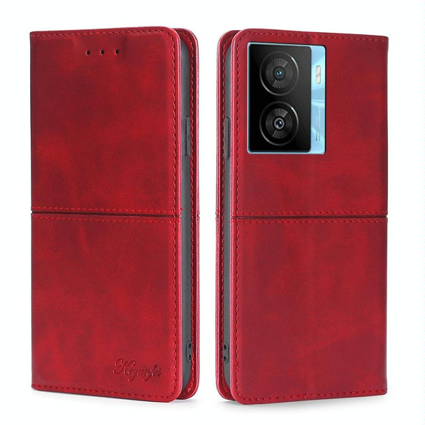 For vivo iQOO Z7x Cow Texture Magnetic Leatherette Phone Case(Red)